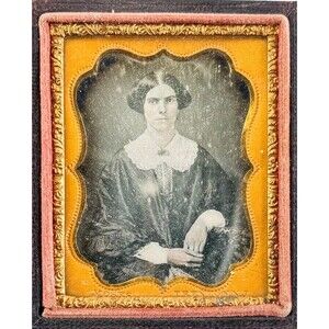 1/9 Plate Daguerreotype Beautiful Woman Rosy Cheek Portrait Antique Photo Case